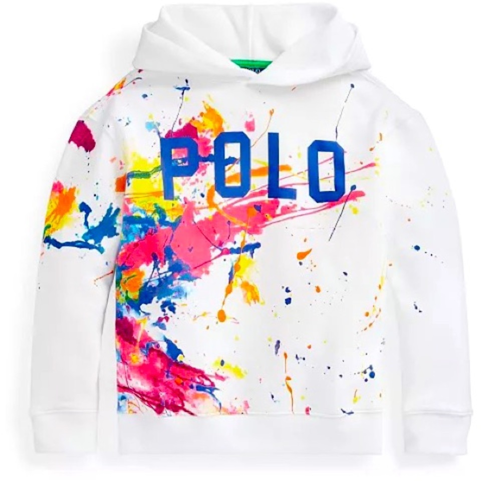 Ralph Lauren Girls Paint Splatter Fleece Hoodie